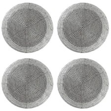 4er Set Glasuntersetzer Perlen rund Schwarz Weiß Silber Untersetzer Tischdeko