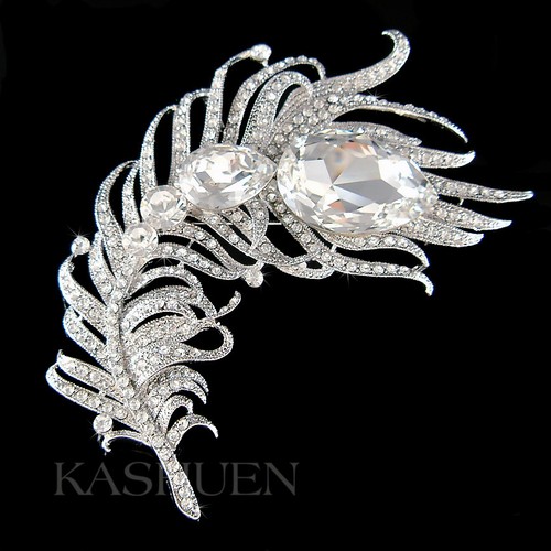 Pfauenfeder mit swarovski - pfauenfeder,