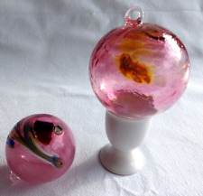 2 mundgeblasene EISCH Kugeln ø 7cm ø 7,5 cm Sonnenfänger Aufhängeöse wie Murano
