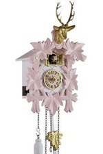 Eble -Kuckucksuhr Rosa Weiß Quarz Uhrwerk 31cm- 28006 Kuckucksuhr Kuckuckuhr  ..