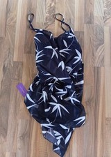 LASCANA schwarz/weißes Blumen Blumenmuster Kleid Strandkleid Gr. L - NEU -