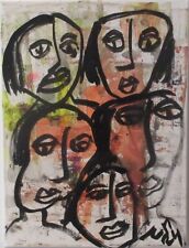 Acrylgemälde Leinwandbild Frauen Streetart Artbrut Portrait Handgemalt Signiert