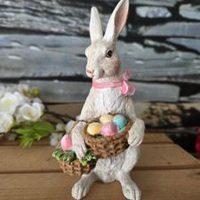 Retro Glitzer Hase Figur weiß