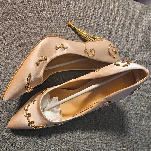 Damen pumps beige gold spitz - pumps,