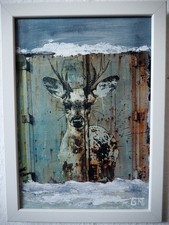 Graffiti City Art "Hirsch "   21x30cm  Mixed Media  a. Karton gerahmt 