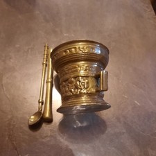 Wunderschöner alter Mörser mit Stößel Messing schwere Qualität, 8cm hoch,