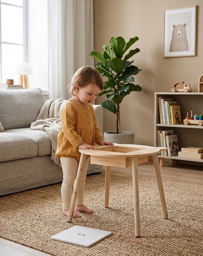 Kindertisch holz bär 45x45x43 - kindertisch,