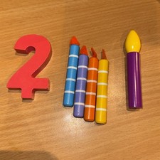 Holz Kerzen Geburtstag 2 Zahl Feier Kinder Spielzeug Torte Kranz Montessori