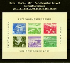 L113 - Berlin - BEPHILA 1957 - Ausstellungsblöcke - Entwurf Luftpostmarken - TOP