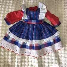 Alte Puppenkleidung- Stupsi Puppenkleid für eine schlanke Puppe v. ca. 42 cm