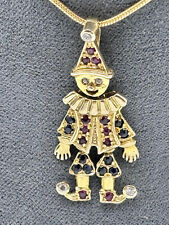 Neuwertiger Gold Anhänger Harlekin beweglich 8K/0,333 Gelbgold Edelsteinbesatz