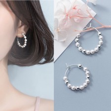Damen creolen perlen - damen, sterling