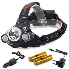 Outdoor CREE LED USB Scheinwerfer Stirnlampe Kopflampe Headlamp 2x PowerAkkus