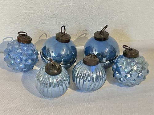 6er set glas kugeln blau - set,