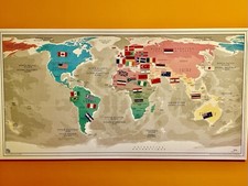 Grosse magnetische Weltkarte von Habitat, mit Länder Flaggen, weisser Rahmen 