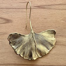 Ohrringe Ohrhänger Gingko Blatt goldfarben groß