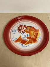 Emaille Teller Fisch Rot 40cm