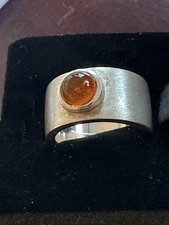 Breiter Damenring Bernstein