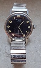 ? Vintage AVIA 17 Jewels Swiss Watch – Military Style – 1950s Hand-Wind – Black
