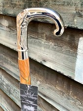 Massiver Silber Eva Adam Kopf Vintage poliert Holz Gehstock Stock Handarbeit