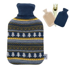 Wärmflasche mit Bezug 2l Gummi Bettflasche f. Weihnachten Wärme auslaufsicher