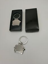 Schlüsselanhänger Haus Silber gravierbar Haus  Geschenk Metall Hotel NEU 2Fach