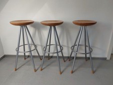 ZEUS Design Barhocker Silber Matt Metall/Massivholz Made in Italy