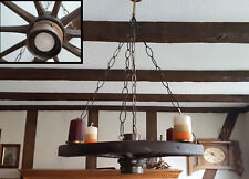 antik original Wagenrad Deckenlampe elektr. +für 4 kerzen Wagenradlampe (182/B5