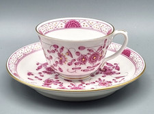 Meissen Porzellan 2-tlg. Mokka Gedeck, Indisch Purpur reich Blüten, 1. Wahl rar