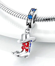 ❤️Sterlingsilber 925 Schmuck Anhänger Cowboy Stiefel mit Hut Charm f Armband #10