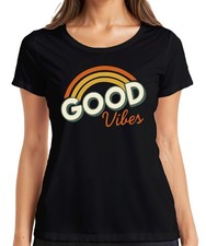 Good Vibes Retro Regenbogen Vintage 70erJahre Hippie Boho Sommer Damen T-Shirt