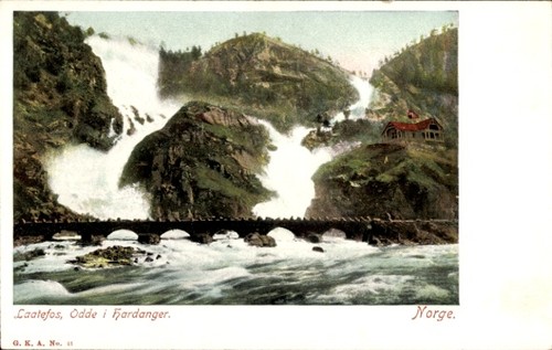 Odda norwegen latefossen - ak, norwegen,
