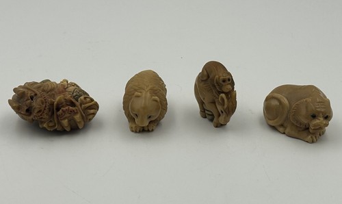 Netsuke miniaturfigur - 4x,