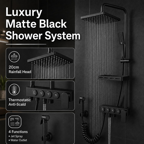 Mattschwarz thermostat - mattschwarz,