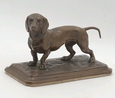 antike Bronze signiert Flick Dackel antik alt H8 B6 L12, 5 cm Hund