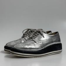 Prada metallic silber brogue - prada,