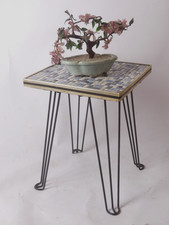 Mosaik Hellblau Tisch Beistelltisch Pflanzentisch Blumenhocker Hairpinlegs