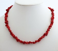 Bambu Koralle kette Splitterkette Edelsteinkette Rot Getrommelt ca.43-45 cm lang