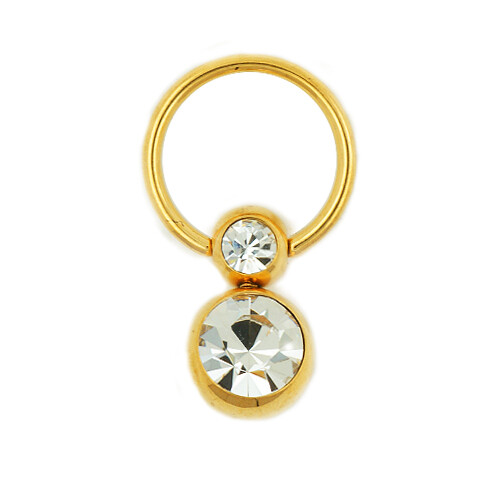 Gold doppel klemmkugel ring - doppel,
