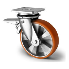 CASCOO Lenkrolle Rad Schwerlastrad Doppelkugellager Polyurethan braun 125mm