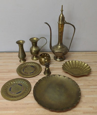 Konvolut Vasen Becher Teller Messing Emaille / ca 2,1 kg / Deko Einrichtung
