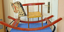 Schaukelpferd bunt Holz ca. 1930-1950 Vintage Restaurator oder für Puppen/Teddys