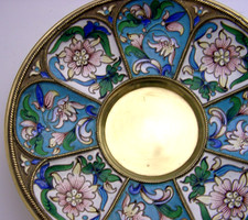 HERVORRAGENDE RUSSISCHE 84 MASSIV SILBER VERGOLDETE EMAILLE SCHALE oder UNTERTASSE 115g