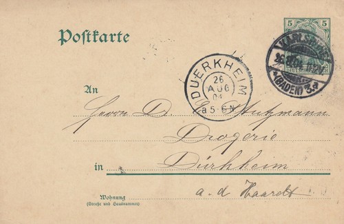 Karlsruhe postkarte 1904 f - 1904,,