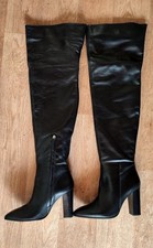 Zara Echtleder Stiefel  Over Knee Blockabsatz Black EUR 41