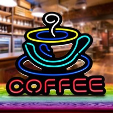Neon LED Schild COFFEE Licht Wand Deko Lampe Laden Beleuchtung BAR Cafe