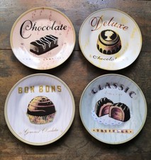 4 St. Vintage Retro Kuchenteller Dessert Kuchen Teller Pralinen Chocolate 19 cm