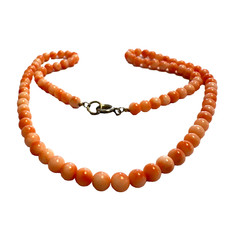 Vintage Korallenkette Engelshautkoralle Koralle Kugeln Kette Länge 41 cm