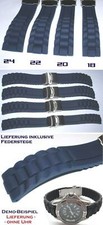 KAUTSCHUKUHRENARMBAND Blau SILIKONBAND Sicherheitsfaltschliesse18, 20, 22, 24 mm