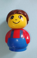 Lego Duplo Primo Figur Mann mit Latzhose blau Shirt rot